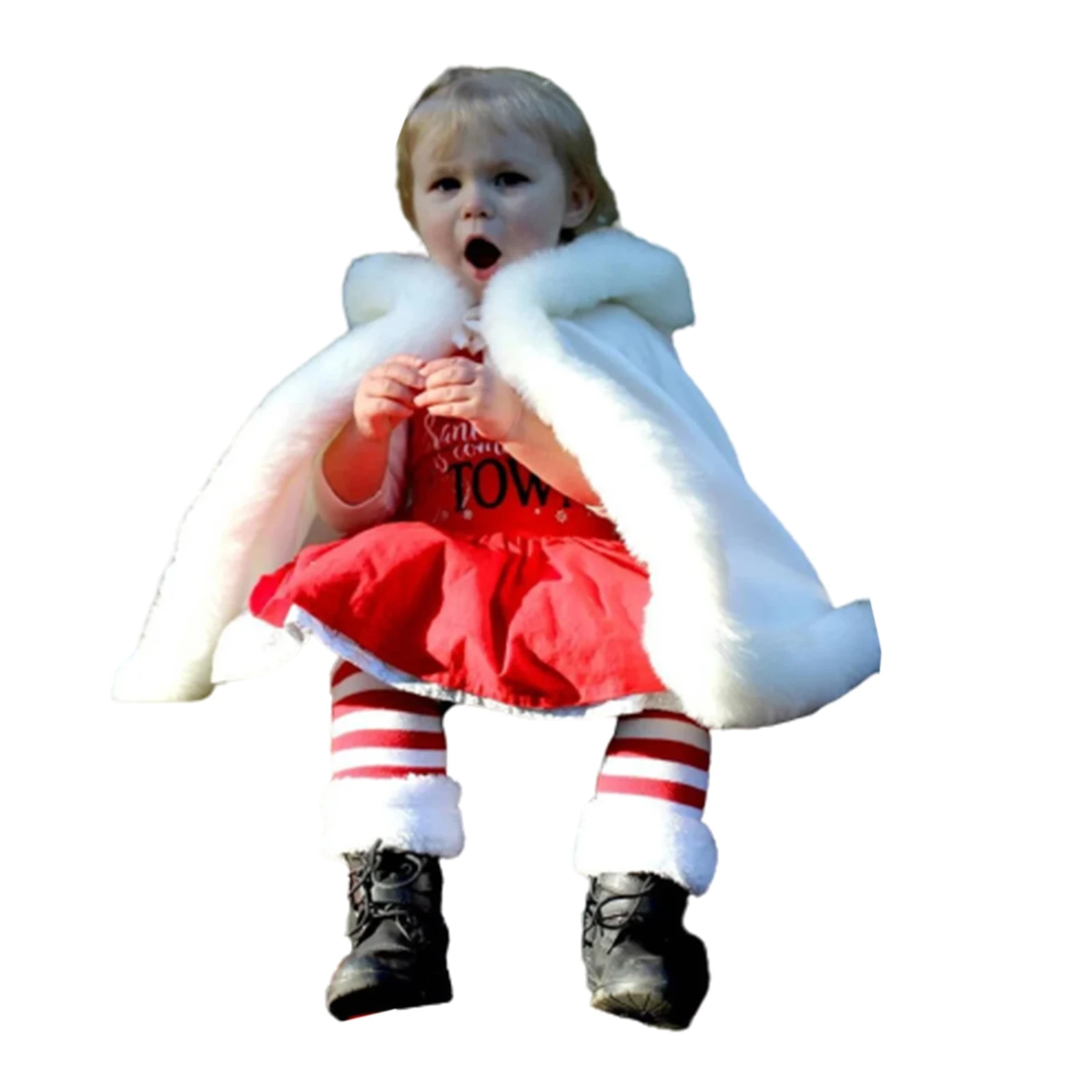 فتيات صغيرات يتدربن على المشي الأولاد عيد الميلاد عباءة شتاء دافئ منفوش فرو قلنسوة عباءة عطلة عيد الميلاد حفلة عيد الميلاد كيب تأثيري حلي