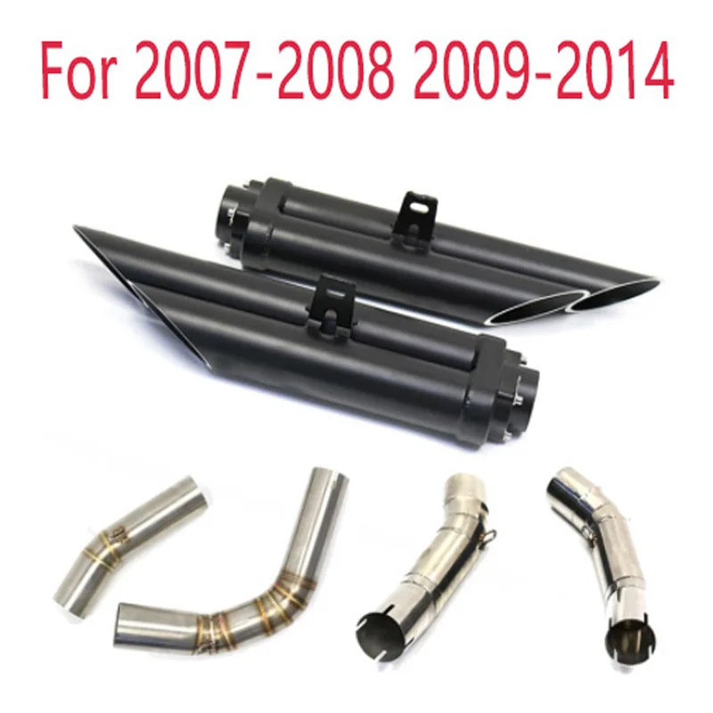 Motorcycle Twin Holes Exhaust Muffler Universal Silencer Pipe for yzf R1 2004 2005 2006 2007 2008 2009 2010 2011-2014