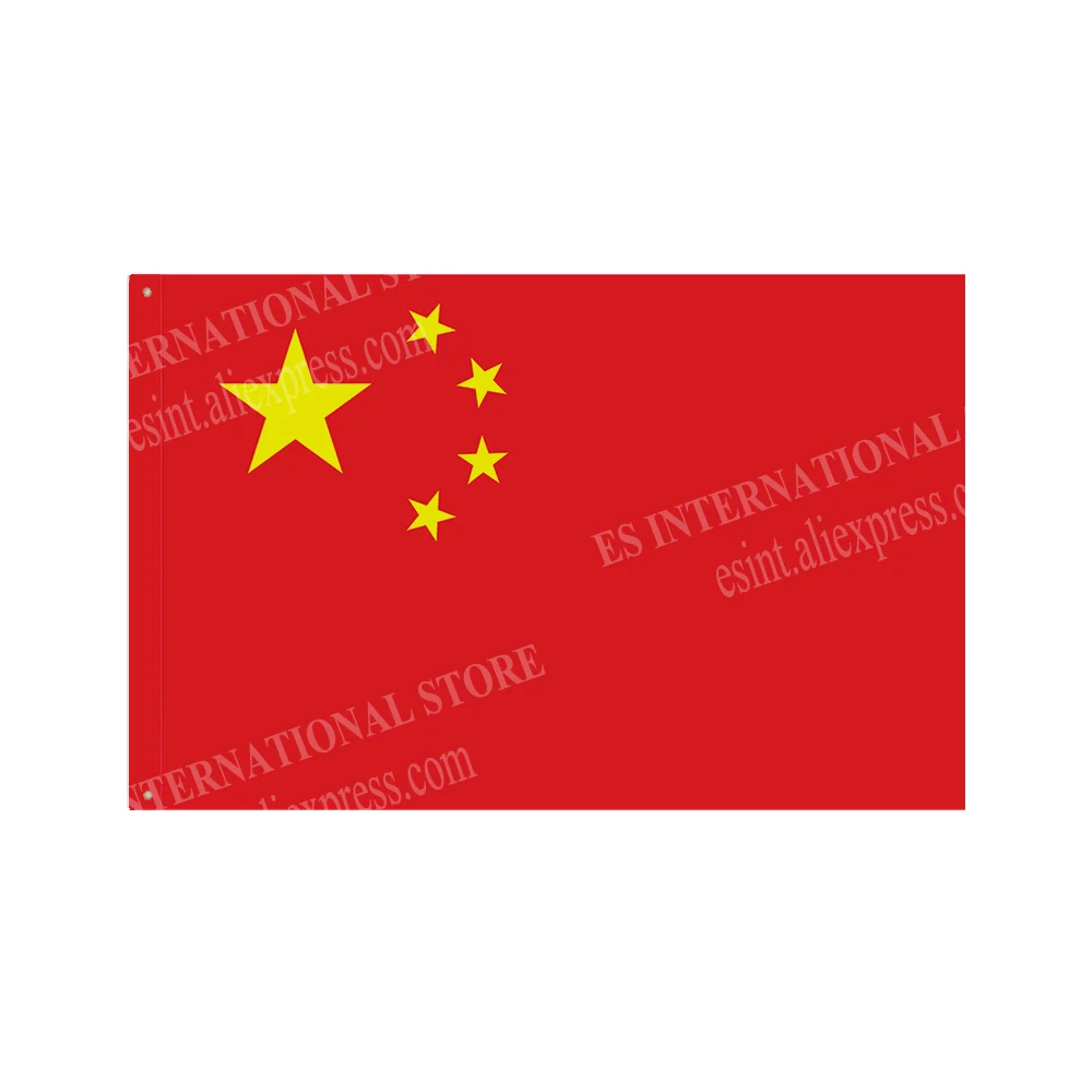 China Flag National Polyester Banner Graphic Custom Printed Hanging Decoration Party Sport Shaft Cover Grommets 3X5FT 90X150CM