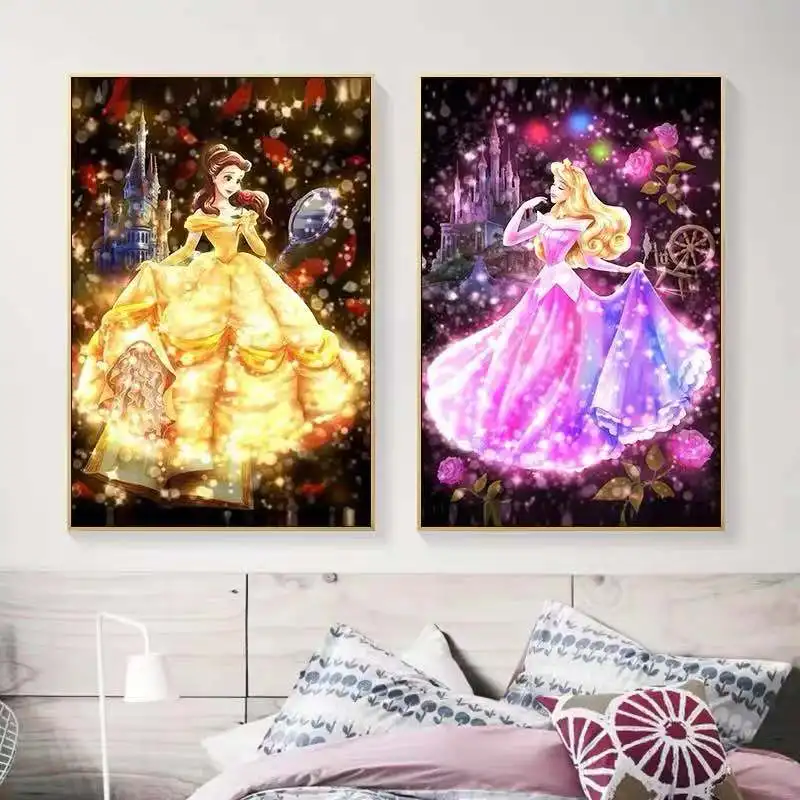 Disney Cartoon Princess Wall Art Canvas Painting Nordic Posters and Prints Wall Pictures for Living Room Decoration