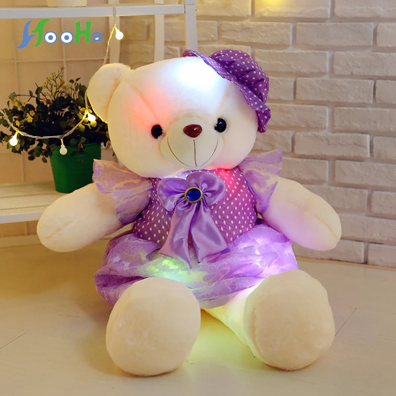 50cm Valentine's Day Present Creative Light Up Led Teddy Bear Stuffed Animals Plush Toy Colorful Glowing Bear Christmas Gift