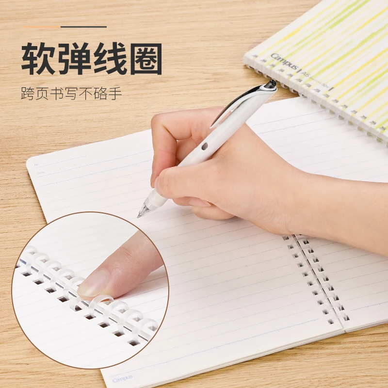 Japanese Stationery Kokuyo Campus Soft Ring Notebook 8mm Horizontal Line Inside Page PVC Waterproof Cover WSG-SRDB540