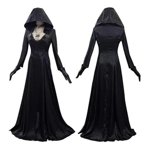 Daughter of Lady Dimitututu Cosplay, Gothic, Black, Long Dress with Hood, Vampire, Bella, Juliana, Halloween, Medieval 10 Main Sales Women's Medieval Dress - №10