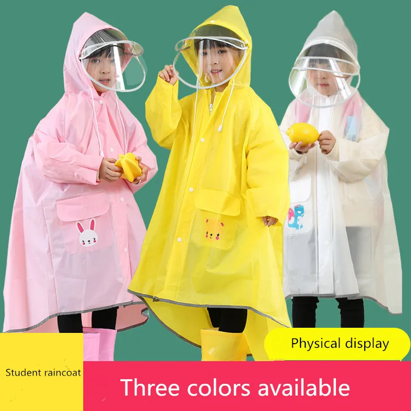 Fashion children's raincoat elementary school growth poncho go to school with schoolbags big boy baby cartoon raincoat2021