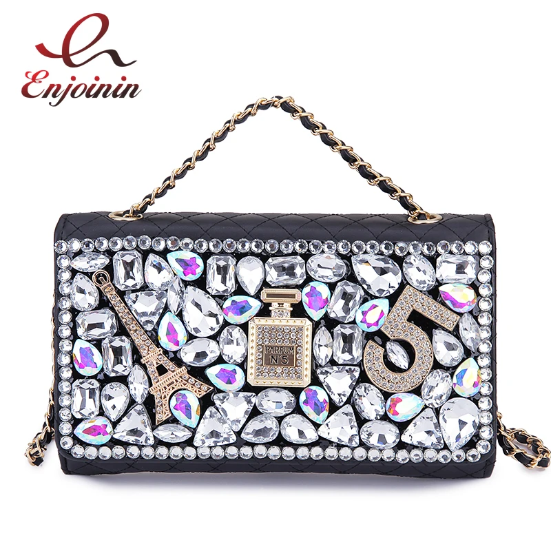 

Luxury Diamond Pu Leather Long Magnetic button Coin Purses for Women Clutch Wallet Fahion Money Credit Card Holder Chain Bag