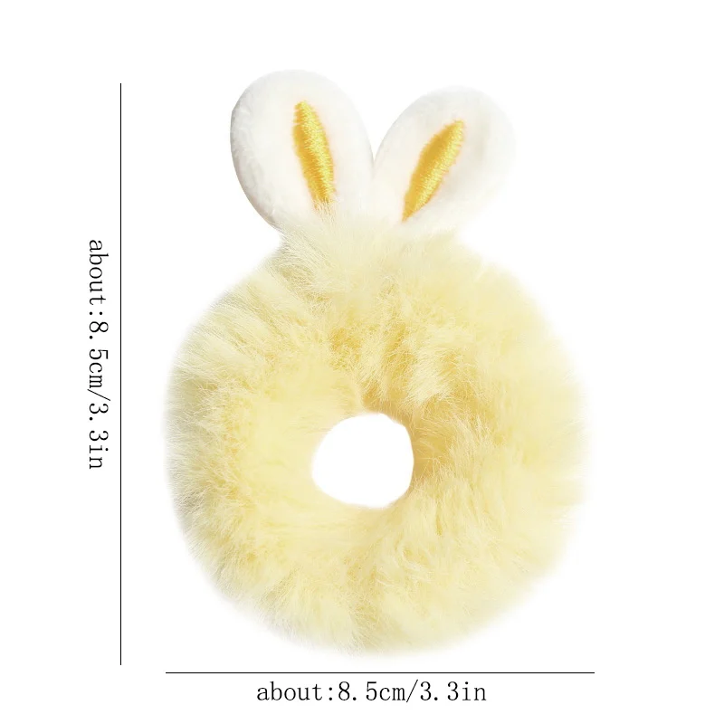 Girls Sweet Imitation Rabbit Fur Rabbit Ears Elastic Hair Bands Women Fur Fluffy Hair Rings Plush Scrunchies Hair Accessories