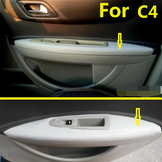 For Citroen C4 (2006-2016) / For Citroen c4 coupe Microfiber Leather Car Door Armrest Panel Protective Cover car interior