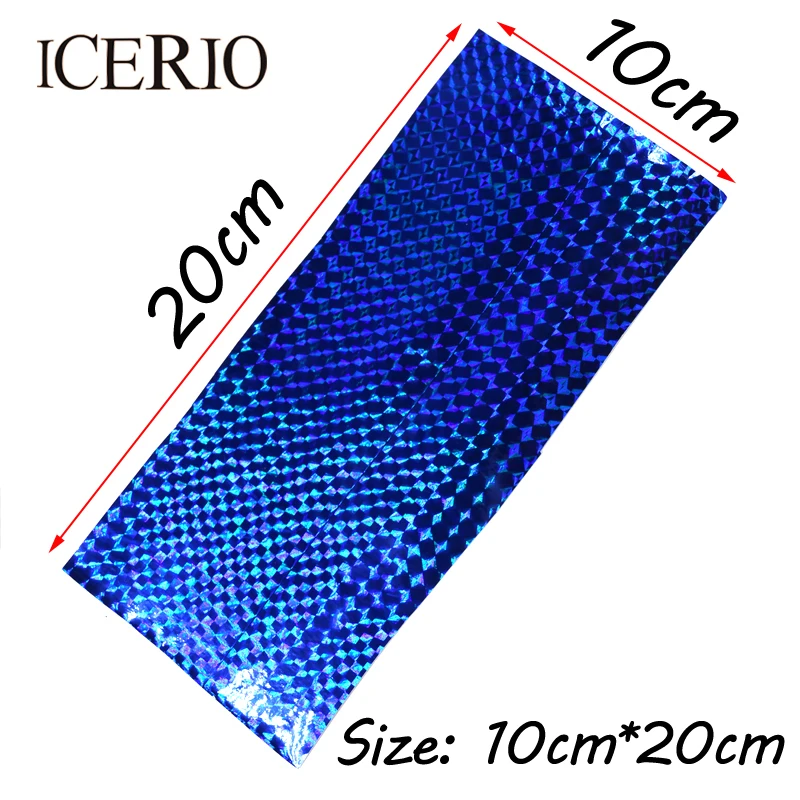 ICERIO 6PCS 10*20cm Holographic Adhesive Film Flash Tape for Lure Making Fly Tying Materail Metal Hard Baits Flies Color Sticker
