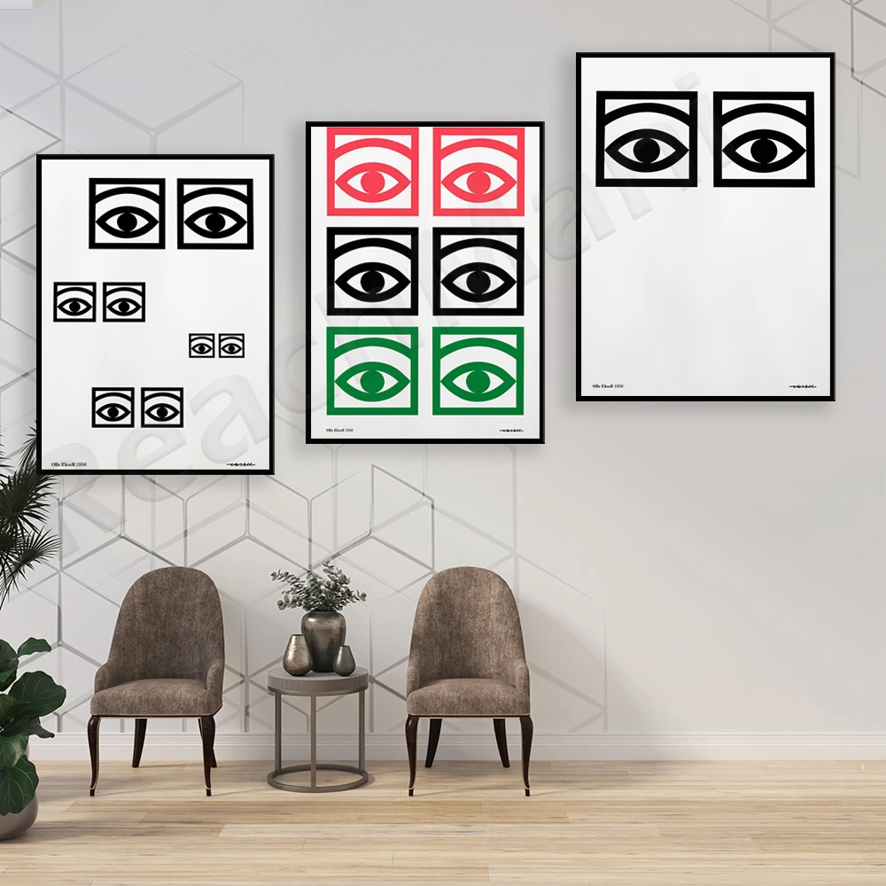 Olle Eksell Cocoa Eyes 1956 vintage prints, color prints, Ögon Cacao monocular poster, minimalist poster home decoration