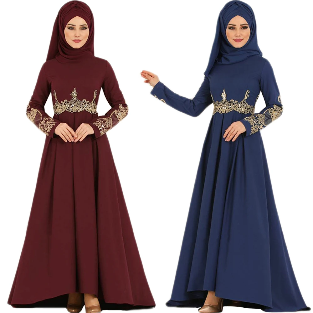 

Vintage Muslim Women Long Dress Arabic Abaya Ramadan Islamic Clothes Kaftan Dubai Turkey Hijab Dress Middle East Female Fashion