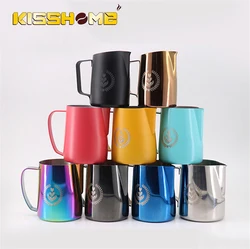 304Stainless Steel Frothing Pitcher Pull Flower Cup Latte Milk Jug Coffee Milk Mug Frother Milk  Espresso Foaming Tool Coffeware