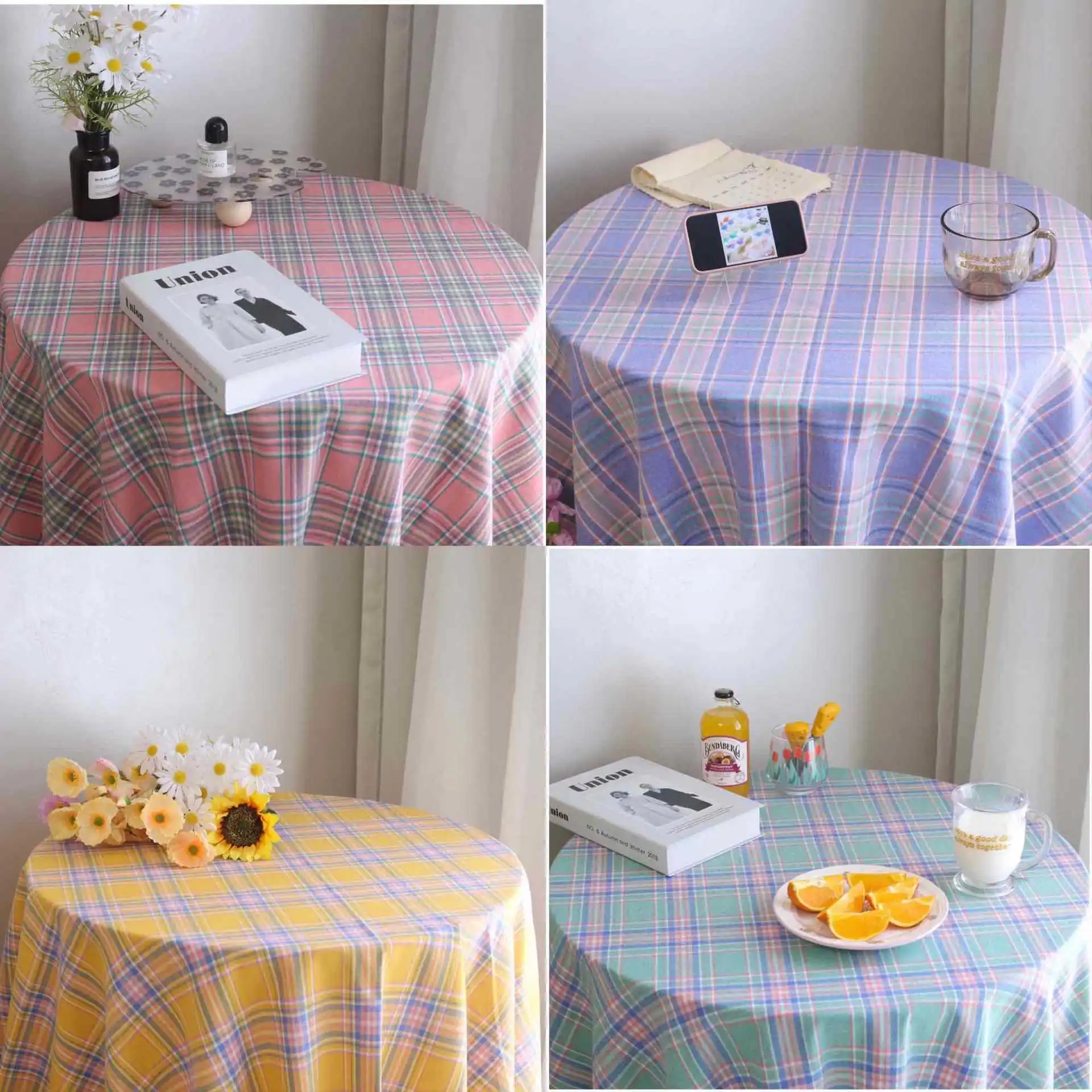 INS Plaid Tablecloth Modern Cream Large Plaid Home Tablecloth Picnic Blanket Photograph Background Cloth Coffee Shop