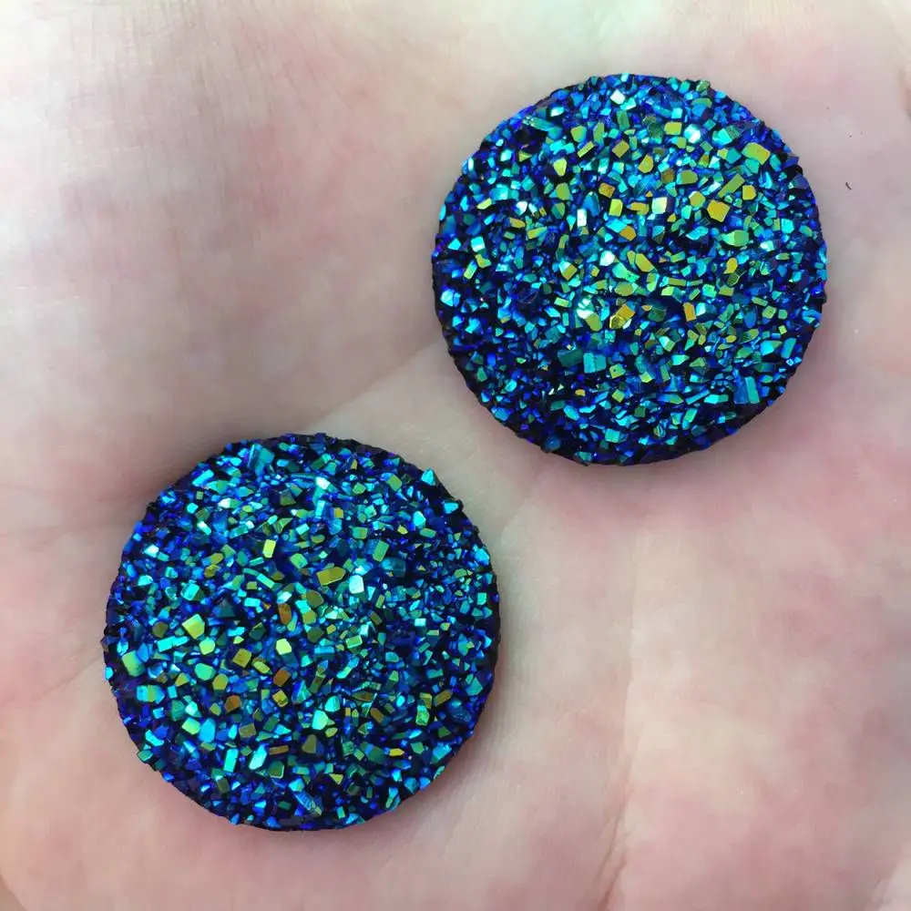 Hot 8pcs AB Resin 30mm Cabochon Ore Round Flatback Rhinestone Wedding DIY Rhinestone Buttons R97*2