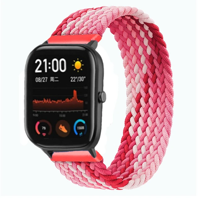 20mm 22mm Braided solo loop For Amazfit GTS 4/2/2e/GTS2 Mini/GTR 3/3 Pro/4/GTR2/2e/stratos 2/3 Bracelet Watch Amazfit bip strap