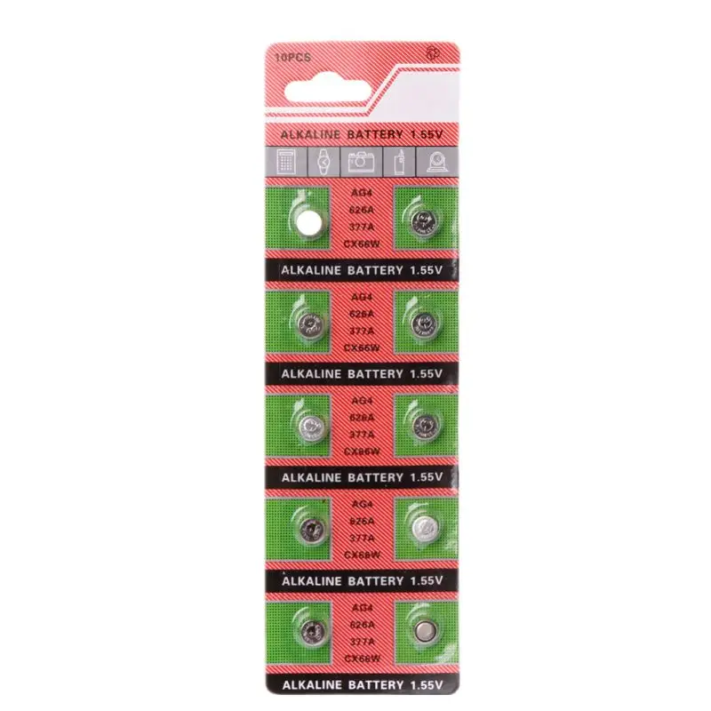 10 шт. батарея монетного типа для часов 1,5 V AG4 377A 377 LR626 SR626SW SR66 LR66 кнопочная ячейка Аккумуляторы для игрушек дистанционного Камера Похожие на AliExpress
