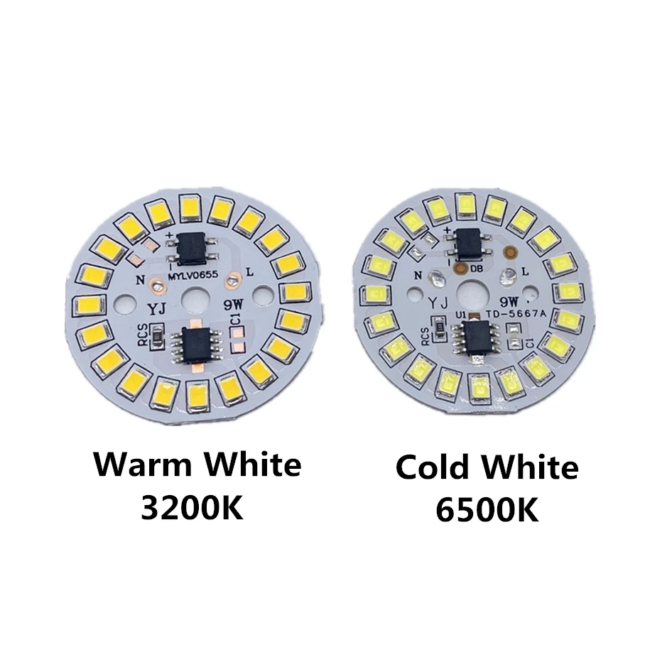 10pcs 3W 5W 7W 9W 12W 15W 18W AC 220v SMD2835 LED PCB With Integrated IC Driver Warm white/ White Driverless Aluminum Lamp Plate