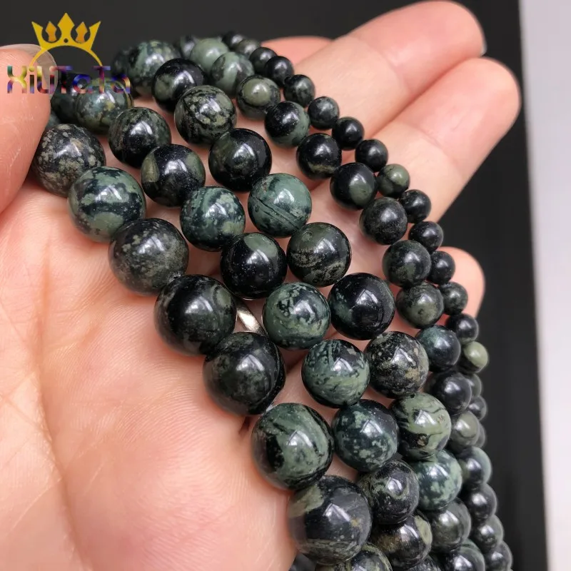 4 6 8 10 12mm Natural Stone Beads Green Eye Jaspers Round Loose Spacer Beads For DIY Jewelry Making Bracelet Accessories 15\'\'