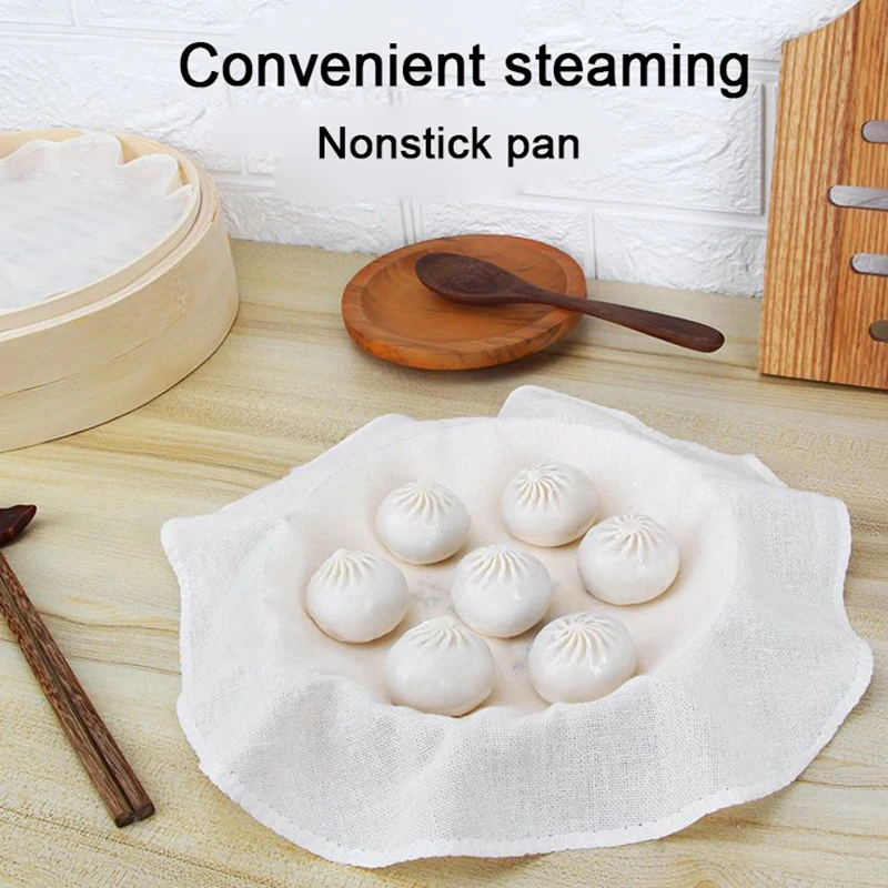 5Pcs 30CM Pure Cotton Steamer Cloth Household Drawer Cloth Steamed Rice Gauze Steamed Bun Mat Round Steamed Cloth