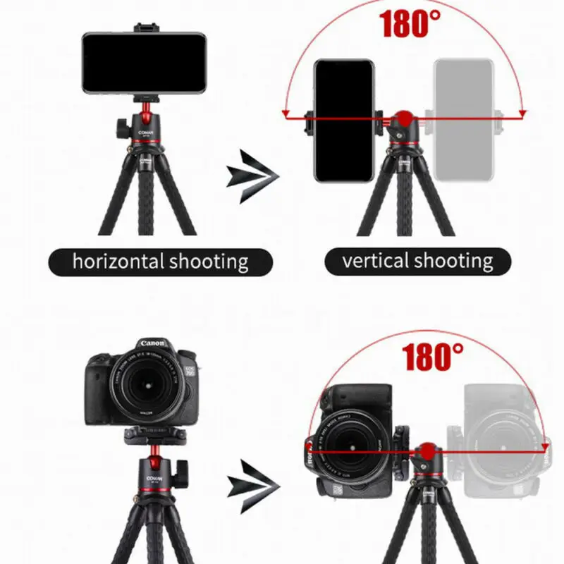 Гибкий штатив Coman Octopus для смартфона, видеокамеры с холодным башмаком