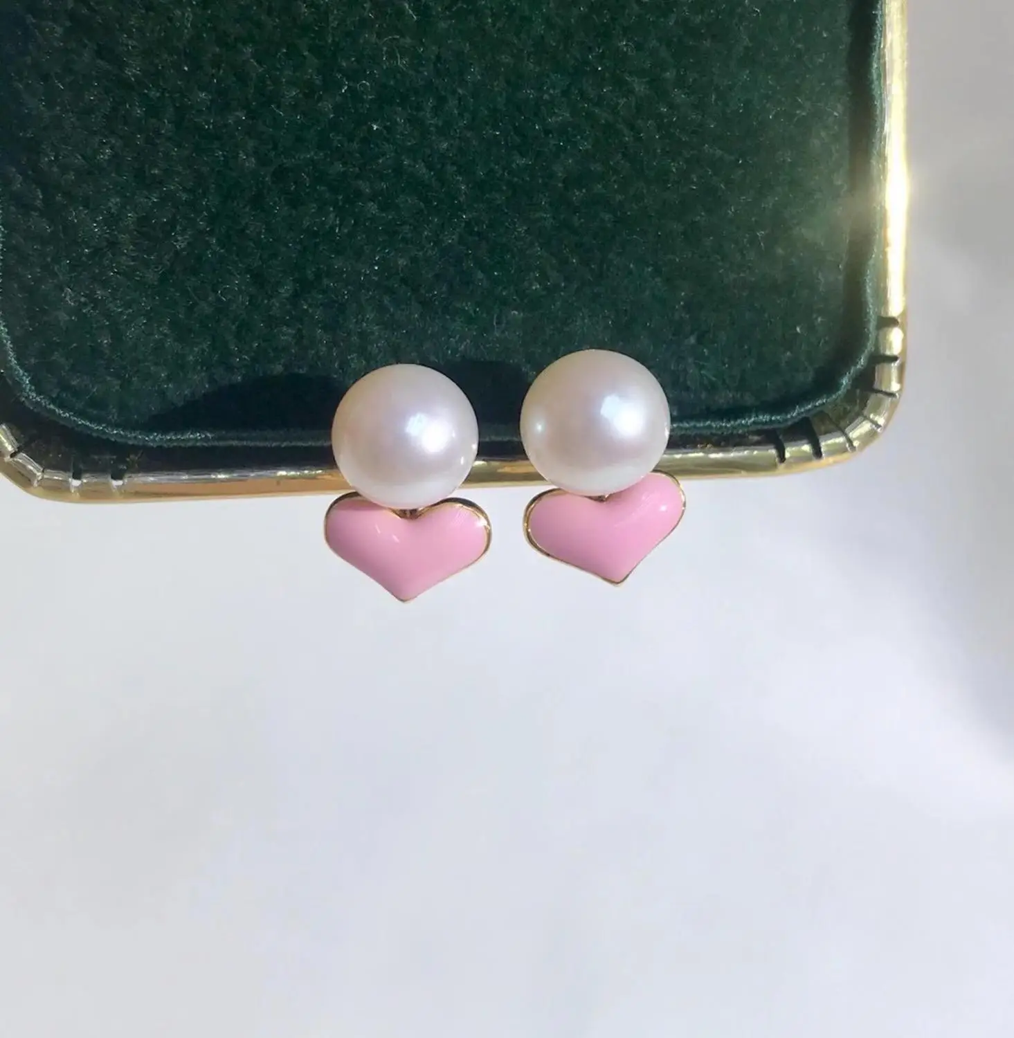 

Pink Heart 925 Sterling Silver Earrings Findings Settings Base Mountings Parts Mounts for Coral Pearls Agate Crystal Stones Jade