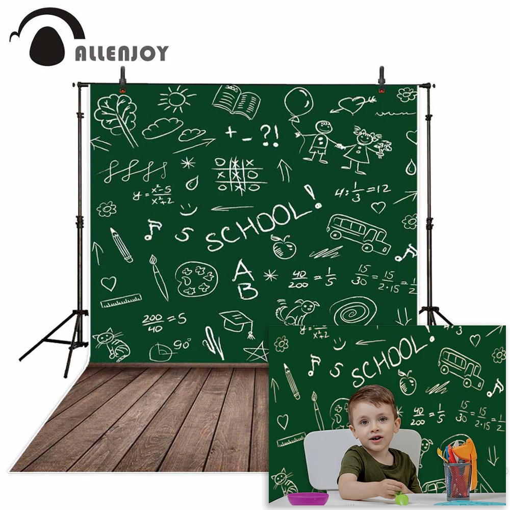 Allenjoy back to school backdrop children student blackboard Chalk drawing photography background photo studio photocall prop