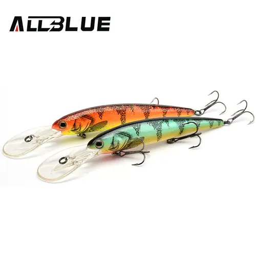ALLBLUE DEEP WALLEYE señuelo de pesca Trolling Wobbler 125MM 19G flotante Crankbait Minnow Bass Pike cebo profundidad 3-8M aparejos de pesca