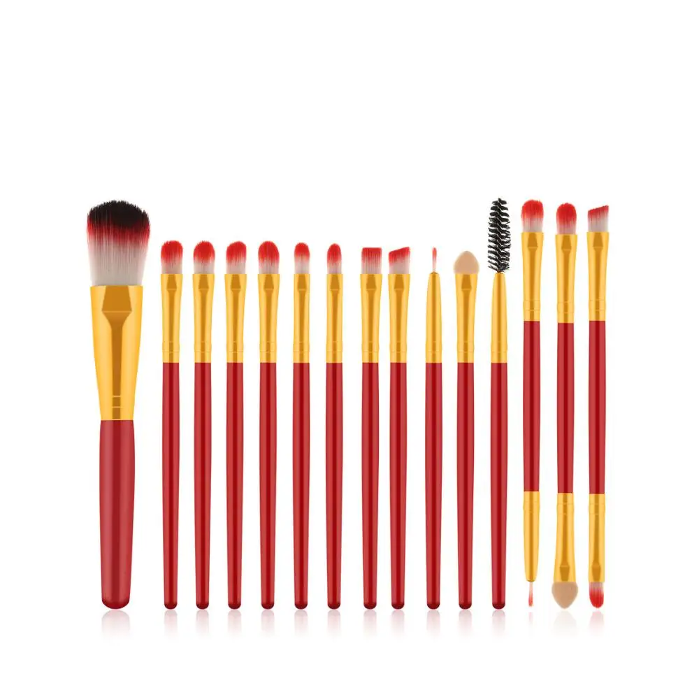 15pcs Red Brown/ Gold Makeup Brush Makeup Tools Eyeshadow Brush Foundation Brush Blush & Makeup Brush Makeup Tools