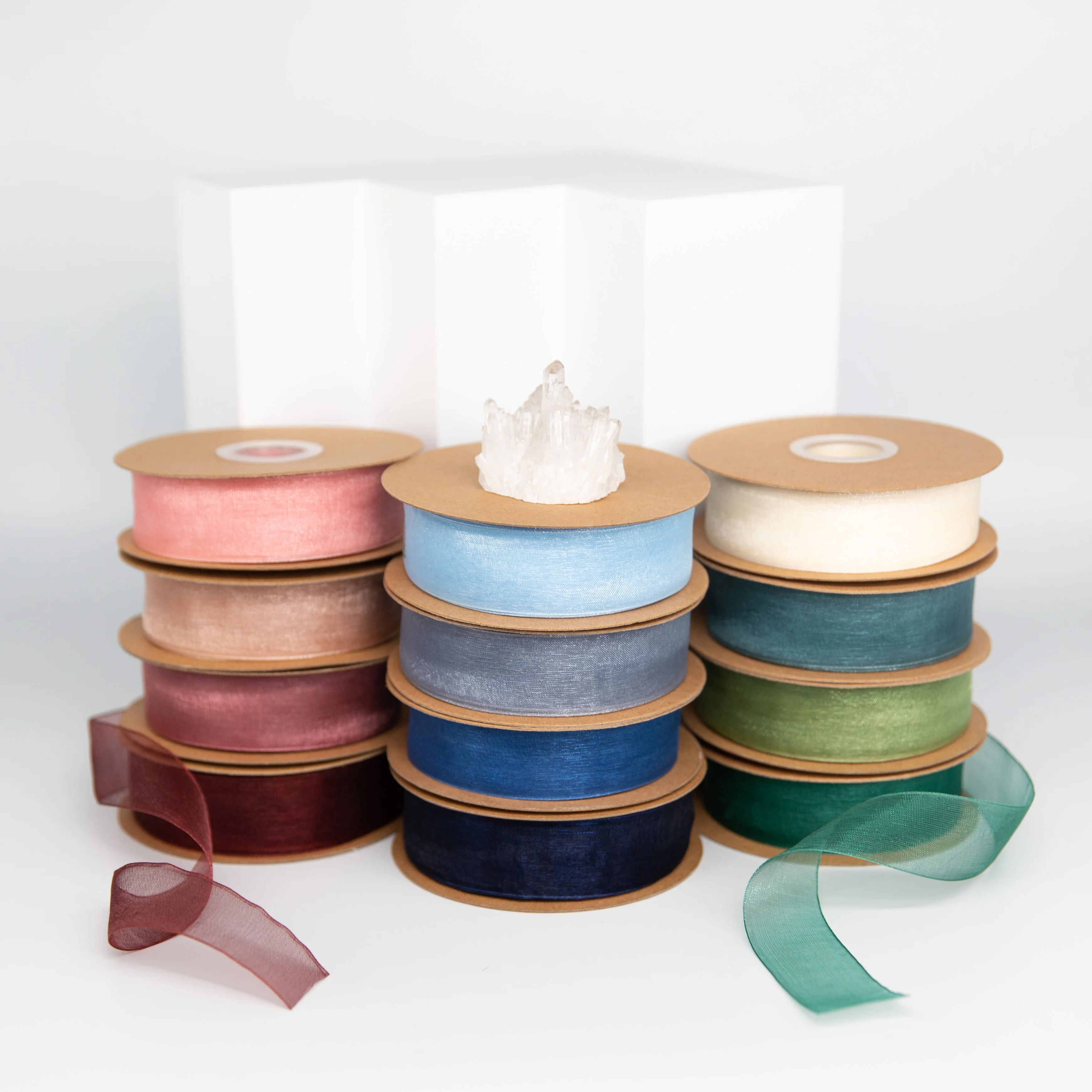 25mm Organza Ribbon rolls Sheer Chiffon Ribbon 45m per roll color ribbons for Gift Wrapping, Wedding Invitations, Bridal Bouquet