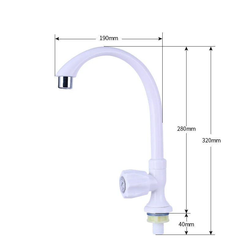 Grifo Vertical de plástico para fregadero de cocina, llave Simple para fregadero de verduras, un solo orificio, frío