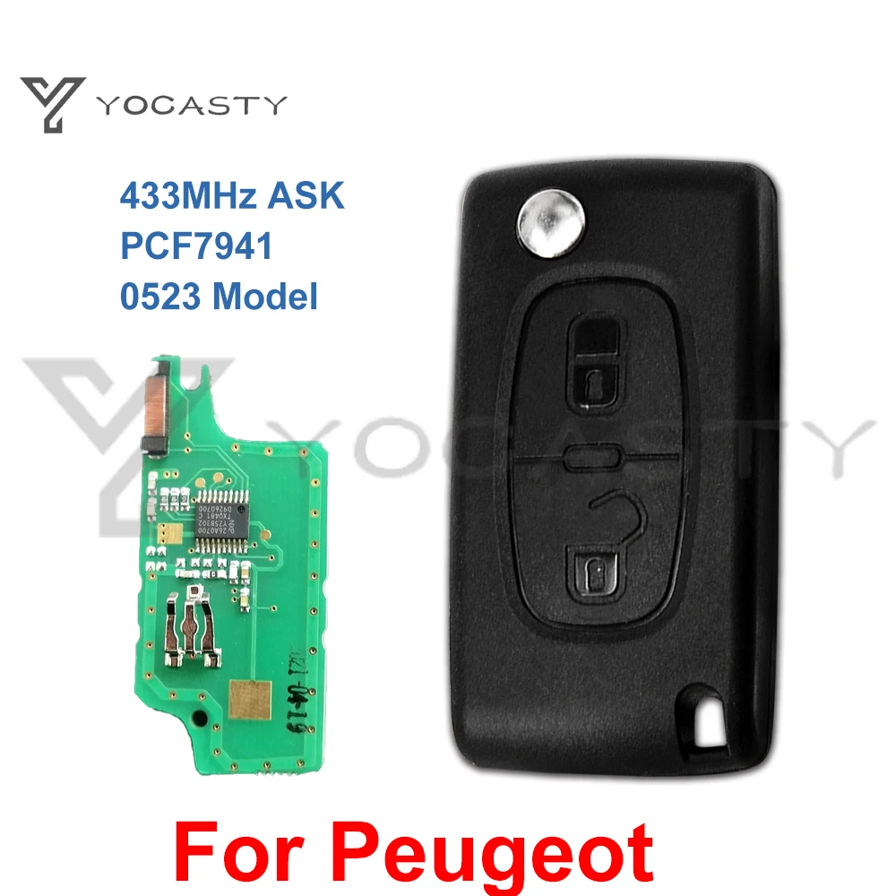 

YOCASTY 433MHz PCF7941 2 Buttons Remote Flip Car Key Fob For Peugeot 207 307 308 407 2001 2002 2003 2004 2005 CE0523 VA2/HU83