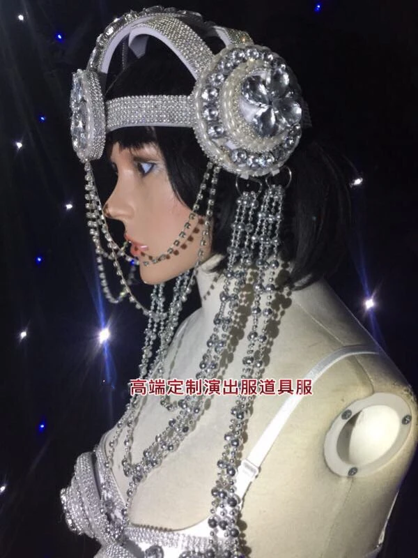 Future Technology Female Space Exaggerated Headdress Stage Performance Props Nightclub Sexy GoGo Dance Team Ds Costume