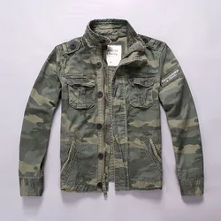 Denim Camouflage Jacket Men Stand Collar Camo Jacket Outwear Overalls Men Winter Thick Pure Cotton Casual Coat XXL