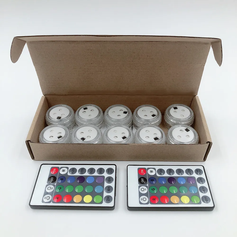 cRemote Control RGB Submersible LED Light Battery Powered LED Underwater Light Swimming Pool Night Lamp Fish Tank Wedding Party