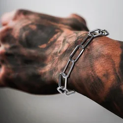 Paper Clip Link Bracelet, Chunky Chain Bracelets, Stainless Steel Hera Chain Link Bracelet for Men Women Jewelry