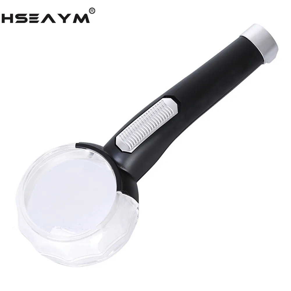 

COB Light Source Handheld Jewelry Reading Magnifier Optical Glass Lens Non-slip Handles Magnifying Glass Loupe Repair Tools