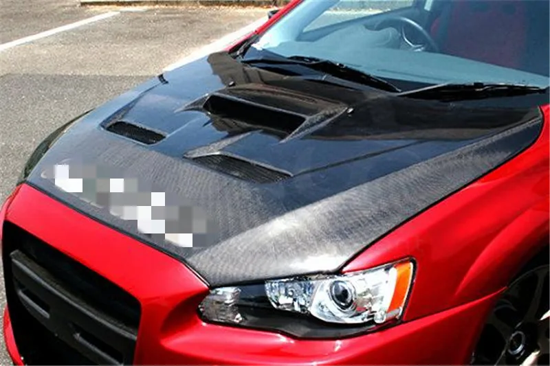 Car-Styling Auto Accessories Fiber Glass FRP Bonnet Fit For 2008-2012 Lancer Evolution X EVO X EVO 10 CS T2 Style Hood Bonnet