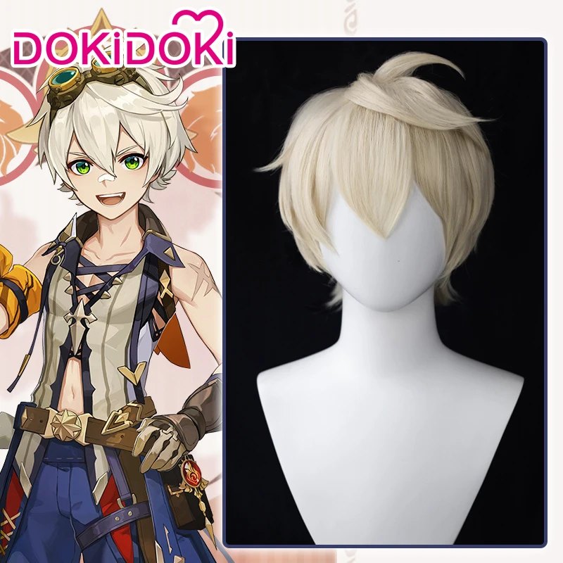 IN STOCK Bennett Wig Game Genshin Impact Cosplay DokiDoki Genshin Male Wig Bennett Cosplay High Heat Resistant Hair Free Cap