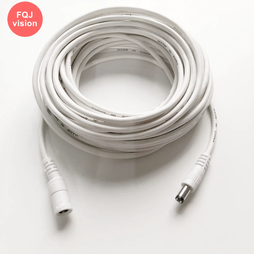 3M/5M/10M/15M/20M/30M/50M DC 12V kabel zasilający do kamery CCTV 5.5mm x 2.1mm męski żeński biały przedłużacz do kamery bezpieczeństwa