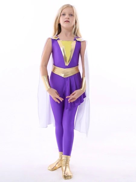 Darla Dudley Suit Shazam Family Cosplay Costume With Cape Superhero Costume Kids Halloween Costume