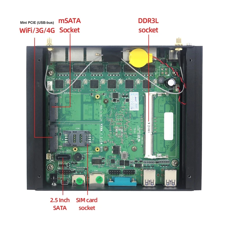 Router Mini PC Intel Core i7 10710U i5 10310U 6x 2,5G Ethernet RS232 4G SIM Slot Unterstützung Windows Linux Pfsense OpenWrt