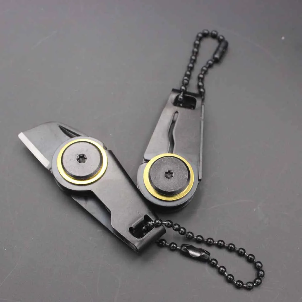 Mini Folding Rvs Rits Mes Pocket Sleutelhanger Hanger Outdoor Folding Coin Mes