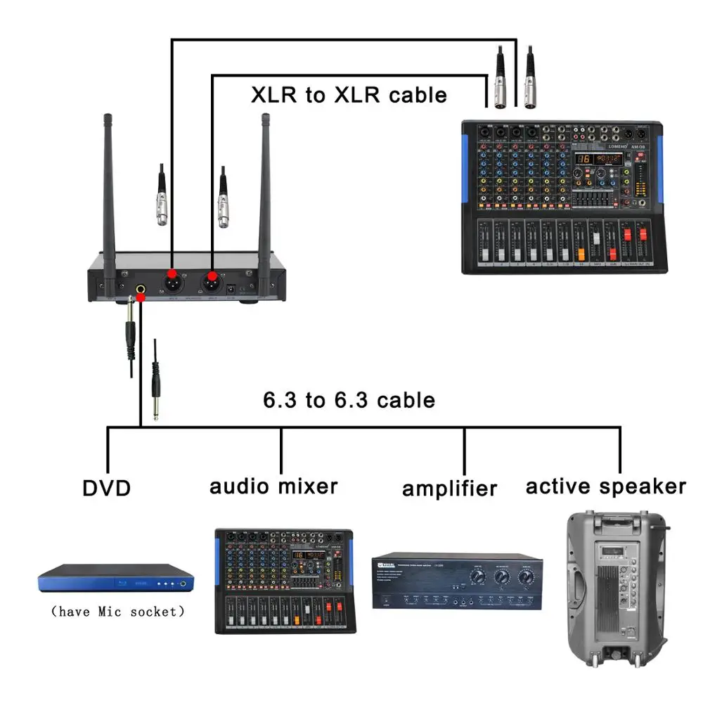 FREEBOSS 2 microfono Wireless UHF portatile Multi-frequenza IR ECHO EQ Effect Karaoke Speech Church Cordless Mic System FB-U58