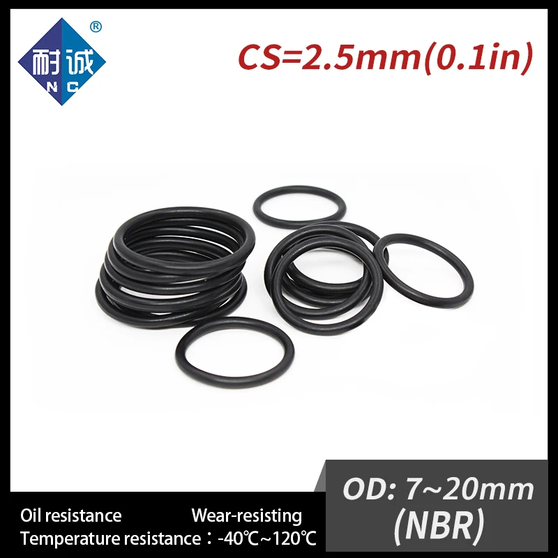 20PCS/Lot Nitrile Rubber Black NBR CS2.5mm OD7/8/9/10/11/12/13/14/15/16/17/18/19/20*2.5mm O Ring Gasket Oil Resistant Waterproof