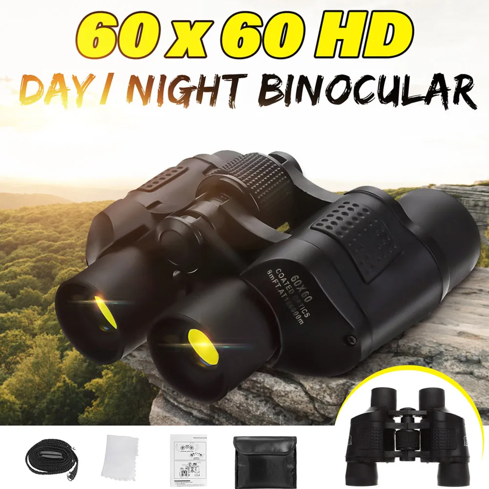 60x60 Zoom Day/night Vision Outdoor Binoculars Hunting Telescope With Case Monocular Vision Nocturna Telescopio Бинокль Мощный