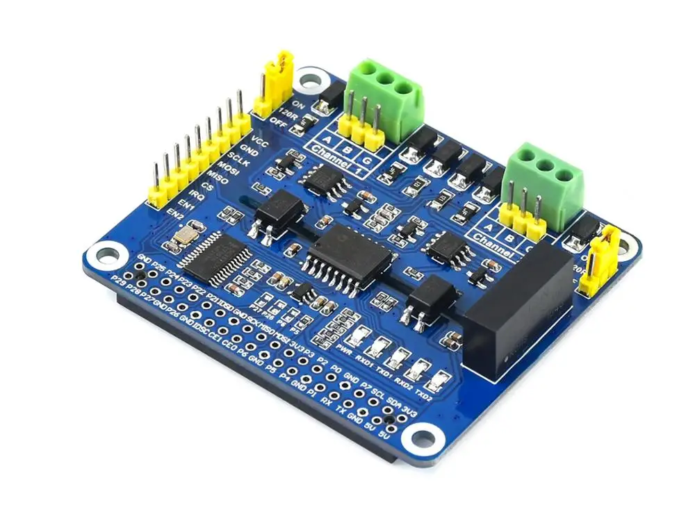 Waveshare 2-Channel Isolated RS485 Expansion HAT for Raspberry Pi, SC16IS752+SP3485 Solution, with Multi Onboard