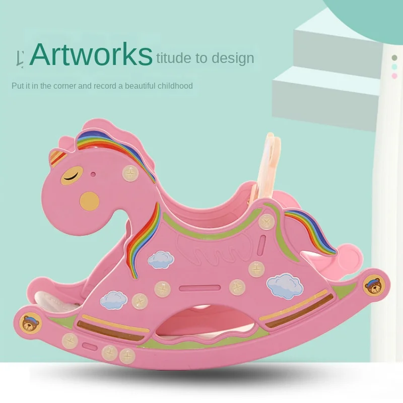 Baby Rocking Chair Music Trojan Rocking Horse Toy Children Rocking Horse Gift Wholesale Swinging Chair