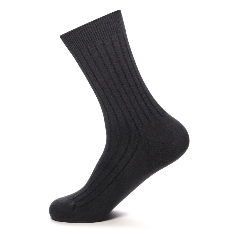 High Quality 5Pairs/lot New Men's Socks Cotton Black White Business Man Socks Breathable Stripes Double Needle Male Long Socks