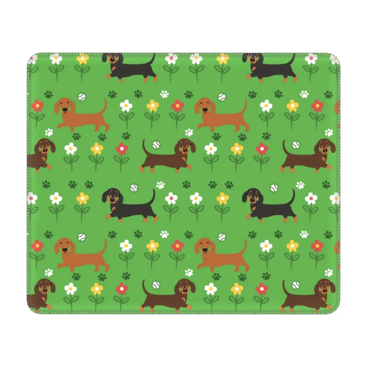 Dachshund Sausage Dog And Flowers Laptop Mouse Pad Square Mousepad Non-Slip Rubber Badger Wiener Puppy Gamer Computer Desk Mat