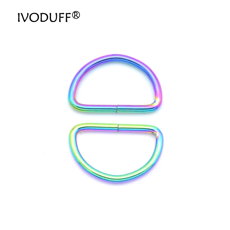 10x 50x 20mm 32mm  Rainbow D Ring Belt Buckle,Zinc Alloy Hardware Metal 2.7mm Wire Dia For Bags D Ring