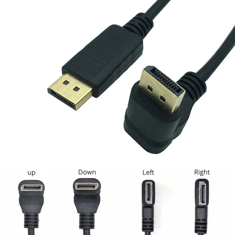 Kable komputerowe kabel 90 stopni w dół lewego prawego kątowy Port wyświetlacza DP DisplayPort kabel męsko-męski 30CM